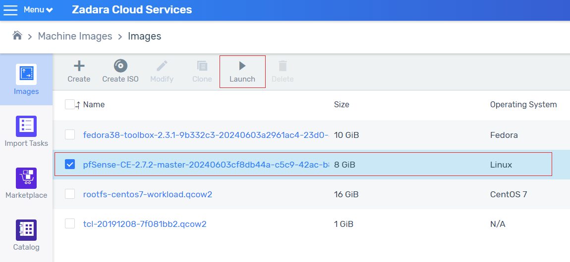 pfsense-image-launch